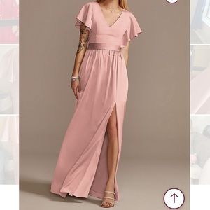 David’s bridal floor length bridesmaids dress ballet pink